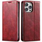 For iPhone 12 / 12 Pro Suteni J02 Oil Wax Wallet Leather Phone Case(Red) - 1