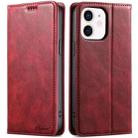 For iPhone 12 mini Suteni J02 Oil Wax Wallet Leather Phone Case(Red) - 1