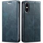 For iPhone XS Max Suteni J02 Oil Wax Wallet Leather Phone Case(Blue) - 1