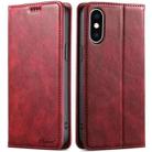 For iPhone X / XS Suteni J02 Oil Wax Wallet Leather Phone Case(Red) - 1
