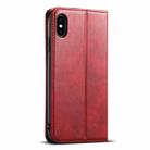 For iPhone X / XS Suteni J02 Oil Wax Wallet Leather Phone Case(Red) - 3