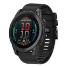 For Garmin Fenix E 47mm Quick Release 22mm Silicone Watch Band(Black) - 1