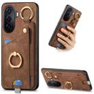 For Huawei Enjoy 50/nova Y70/Y70+ Retro Skin-feel Ring Card Bag Phone Case with Hang Loop(Brown) - 1