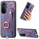 For Huawei Enjoy 50/nova Y70/Y70+ Retro Skin-feel Ring Card Bag Phone Case with Hang Loop(Purple) - 1