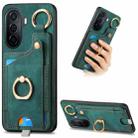 For Huawei Enjoy 50/nova Y70/Y70+ Retro Skin-feel Ring Card Bag Phone Case with Hang Loop(Green) - 1