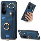 For Huawei Enjoy 50/nova Y70/Y70+ Retro Skin-feel Ring Card Bag Phone Case with Hang Loop(Blue) - 1