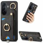 For Huawei Enjoy 50/nova Y70/Y70+ Retro Skin-feel Ring Card Bag Phone Case with Hang Loop(Black) - 1