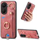 For Huawei nova 10 SE 4G Retro Skin-feel Ring Card Bag Phone Case with Hang Loop(Pink) - 1