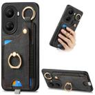 For Huawei nova 10 SE 4G Retro Skin-feel Ring Card Bag Phone Case with Hang Loop(Black) - 1