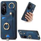 For Huawei nova 8 Retro Skin-feel Ring Card Bag Phone Case with Hang Loop(Blue) - 1
