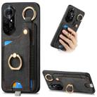 For Huawei nova 8 Retro Skin-feel Ring Card Bag Phone Case with Hang Loop(Black) - 1