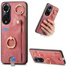 For Huawei nova 9 Retro Skin-feel Ring Card Bag Phone Case with Hang Loop(Pink) - 1