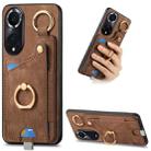 For Huawei nova 9 Retro Skin-feel Ring Card Bag Phone Case with Hang Loop(Brown) - 1