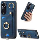 For Huawei nova 9 Retro Skin-feel Ring Card Bag Phone Case with Hang Loop(Blue) - 1