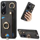 For Huawei nova 9 Retro Skin-feel Ring Card Bag Phone Case with Hang Loop(Black) - 1