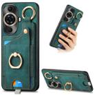 For Huawei nova 11 4G Retro Skin-feel Ring Card Bag Phone Case with Hang Loop(Green) - 1