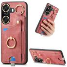 For Huawei Enjoy 60 Retro Skin-feel Ring Card Bag Phone Case with Hang Loop(Pink) - 1