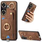 For Huawei Enjoy 60 Retro Skin-feel Ring Card Bag Phone Case with Hang Loop(Brown) - 1