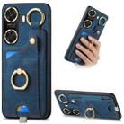 For Huawei Enjoy 60 Retro Skin-feel Ring Card Bag Phone Case with Hang Loop(Blue) - 1