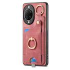 For Huawei nova 14 Retro Skin-feel Ring Card Bag Phone Case with Hang Loop(Pink) - 2