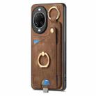 For Huawei nova 14 Pro Retro Skin-feel Ring Card Bag Phone Case with Hang Loop(Brown) - 2