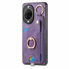 For Huawei nova 14 Pro Retro Skin-feel Ring Card Bag Phone Case with Hang Loop(Purple) - 2
