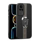 For Xiaomi Redmi K60E Magnetic Litchi Leather Back Phone Case with Holder(Black) - 1