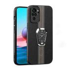 For Xiaomi Redmi Note 10 4G Magnetic Litchi Leather Back Phone Case with Holder(Black) - 1