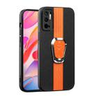 For Xiaomi Redmi Note 10 5G Magnetic Litchi Leather Back Phone Case with Holder(Orange) - 1