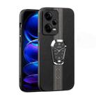 For Redmi Note 12 Pro 5G Global Magnetic Litchi Leather Back Phone Case with Holder(Black) - 1