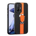 For Xiaomi Mi 11T / 11T Pro Magnetic Litchi Leather Back Phone Case with Holder(Orange) - 1