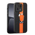 For Xiaomi 13 Magnetic Litchi Leather Back Phone Case with Holder(Orange) - 1