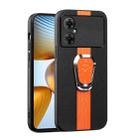 For Xiaomi Poco M4 5G Magnetic Litchi Leather Back Phone Case with Holder(Orange) - 1