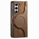 For Samsung Galaxy Z Fold5 5G Retro MagSafe Magnetic Zipper Wallet Leather Phone Case(Brown) - 3