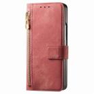 For Samsung Galaxy Z Fold5 5G Retro MagSafe Magnetic Zipper Wallet Leather Phone Case(Pink) - 2