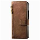 For Samsung Galaxy Z Fold4 Retro MagSafe Magnetic Zipper Wallet Leather Phone Case(Brown) - 2