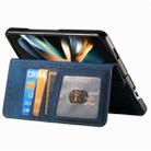 For Samsung Galaxy Z Fold4 Retro MagSafe Magnetic Zipper Wallet Leather Phone Case(Blue) - 1