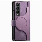 For Samsung Galaxy Z Fold4 Retro MagSafe Magnetic Zipper Wallet Leather Phone Case(Purple) - 3