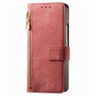 For Samsung Galaxy Z Fold4 Retro MagSafe Magnetic Zipper Wallet Leather Phone Case(Pink) - 2
