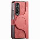 For Samsung Galaxy Z Fold4 Retro MagSafe Magnetic Zipper Wallet Leather Phone Case(Pink) - 3