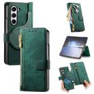 For Samsung Galaxy Z Fold6 5G Retro MagSafe Magnetic Zipper Wallet Leather Phone Case(Green) - 1