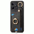 For Realme C20 Retro Skin-feel Ring Card Bag Phone Case with Hang Loop(Black) - 2