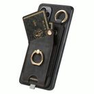 For Realme C20 Retro Skin-feel Ring Card Bag Phone Case with Hang Loop(Black) - 3