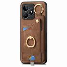 For Realme C31 Retro Skin-feel Ring Card Bag Phone Case with Hang Loop(Brown) - 2