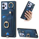 For Realme C31 Retro Skin-feel Ring Card Bag Phone Case with Hang Loop(Blue) - 1