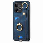 For Realme C31 Retro Skin-feel Ring Card Bag Phone Case with Hang Loop(Blue) - 2