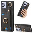 For Realme C31 Retro Skin-feel Ring Card Bag Phone Case with Hang Loop(Black) - 1