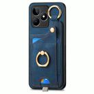 For  Realme C35 Retro Skin-feel Ring Card Bag Phone Case with Hang Loop(Blue) - 2