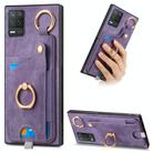 For  Realme 8 5G /V13 5G Retro Skin-feel Ring Card Bag Phone Case with Hang Loop(Purple) - 1