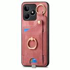 For Realme 8 Pro Retro Skin-feel Ring Card Bag Phone Case with Hang Loop(Pink) - 2
